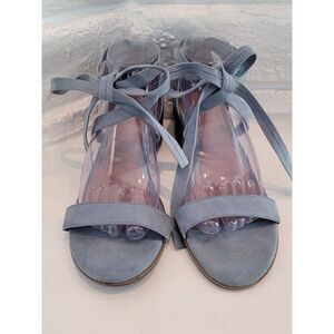 Brash Women's Uli Blue Powder Blue Leg Wrap Strap Block Heel Sandal Shoe SZ 9.5